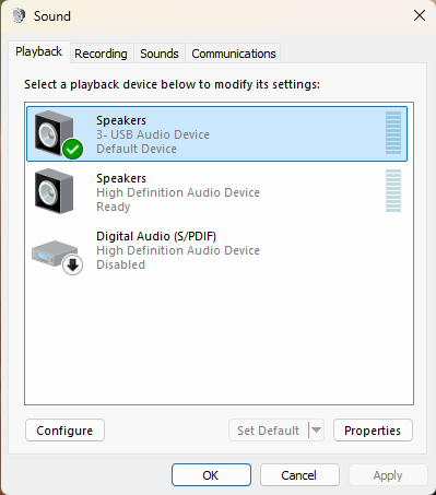 Recording Devices Configuration