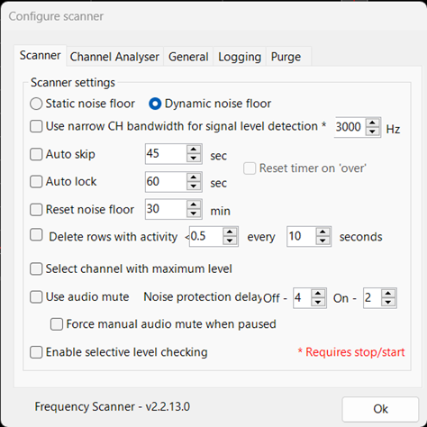 Scanner Tab Configuration
